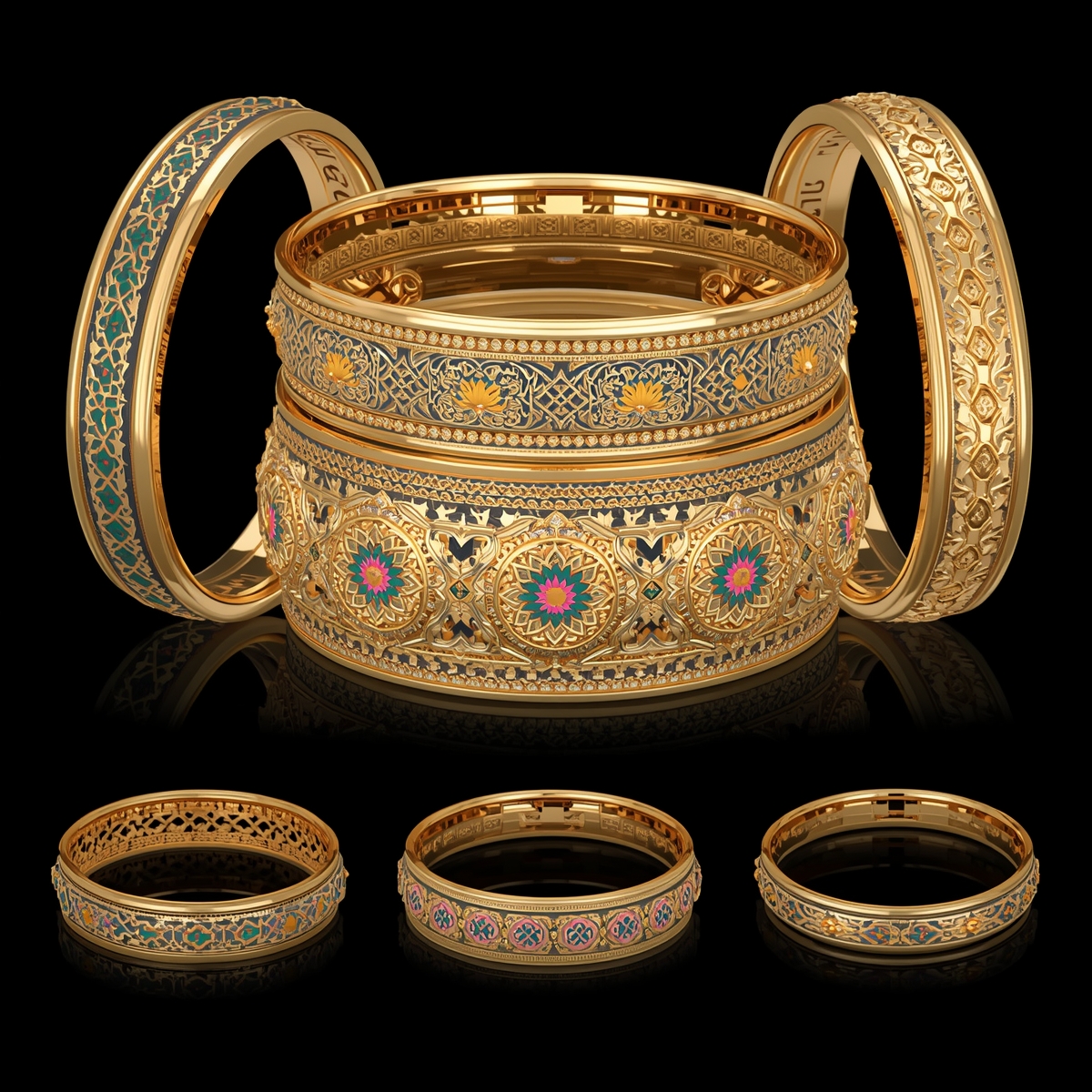 Lucid_Origin_A_collection_of_Emirati_gold_bangles_suitable_for_2 (2) النگو اماراتی - تصویر 1